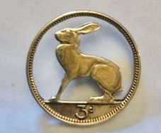 Hand Cut 3d Pence Coin Pin Badge