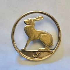 Hand Cut 3d Pence Coin Pin Badge