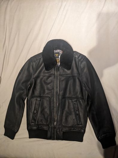 Superdry Black Aviator Flight Leather Jacket