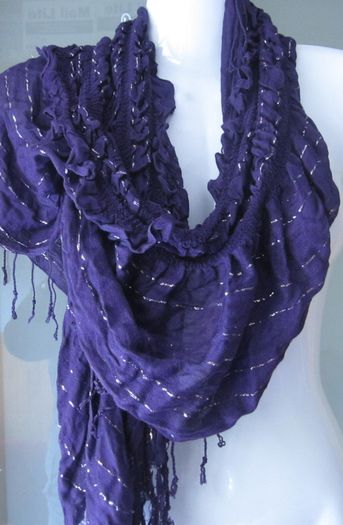 Fashion Purple Elasticated Scarf Scarves Shawl