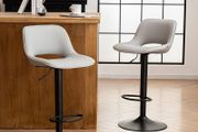 Bar Stools Set of 2 Modern Breakfast Barstools, Adjustable Swivel Counter Height Bar Chairs Faux Leather Upholstered Counter Stools with Hollow Back for Kitchen Island, Grey