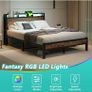 King Size Bed Frame with Charging Station and LED Lights Image 5
