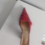 leather pointed toe red shoes size uk 2 barely worn like new Image 3