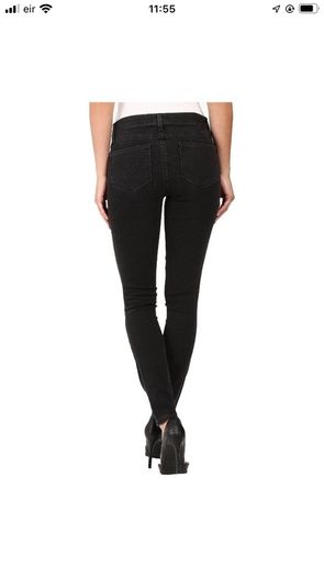 Paige Hoxton Ankle length Ripped Knee Distressed Straight Jeans in Washed Black 24