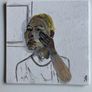Original Portrait 20cm Square on board Bookcase Styling Art Image 3