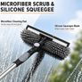 4.5M Window Cleaning Equipment, Window Squeegee Cleaner Kit with Extendable Pole, 2 in 1 Telescopic Long Cleaning Pole with Squeegee, 5 Microfiber Scrubber Pad for Home, Shower Glass, Car Image 3