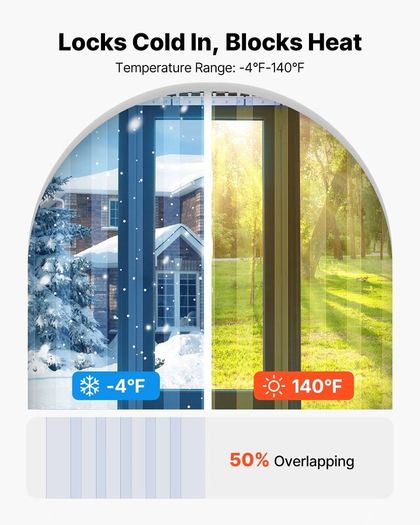 Clear PVC Strip Curtain 8 PCS Walk in Freezer Cooler Curtain Strips, Smooth Waterproof Plastic Door Strips for Warehouse, Freezer, Garage Doors