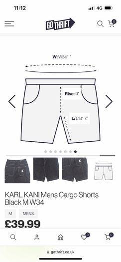 Karl Kani mens cargo jean Shorts in black