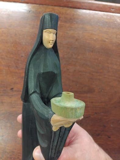 Wood Vintage Nun figure