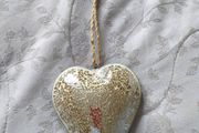 Gold Crackled Glass Heart