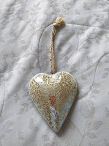Gold Crackled Glass Heart