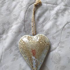 Gold Crackled Glass Heart
