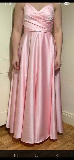 A-line floor length satin - Debs / bridesmaid gown. Colour Petal