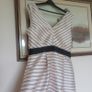 Beautiful Flattering Dress by Irish Designer Fee G, Soft Pink and Black Stripped Dress - Size 16 Image 4