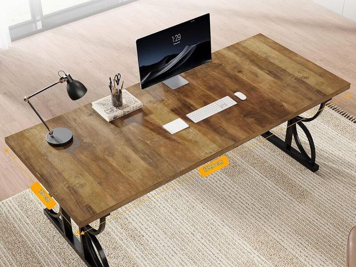 Large Office Computer Desk with Robust Metal Frame 180 x 80 x 75 cm