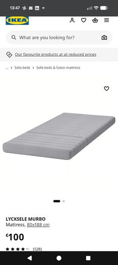 Ikea LYCKSELE MURBO Mattress 80x180. Easy storage.