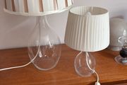 2 for the price of 1 - Free  Smaller same style lamp - IKEA Bran Handmade Glass Table Lamp with Pleated Drum Shade - Off White and Pink
