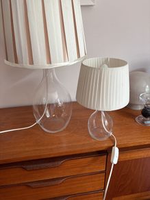 2 for the price of 1 - Free  Smaller same style lamp - IKEA Bran Handmade Glass Table Lamp with Pleated Drum Shade - Off White and Pink