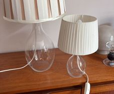 2 for the price of 1 - Free  Smaller same style lamp - IKEA Bran Handmade Glass Table Lamp with Pleated Drum Shade - Off White and Pink