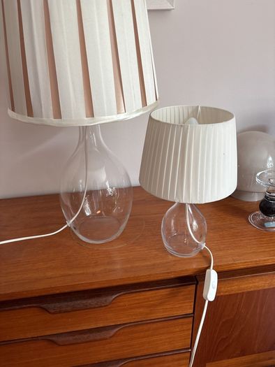 2 for the price of 1 - Free  Smaller same style lamp - IKEA Bran Handmade Glass Table Lamp with Pleated Drum Shade - Off White and Pink