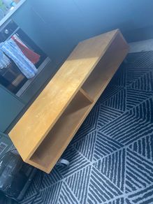 Retro low coffee table on wheels