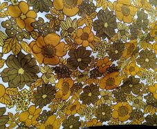 1970s curtain, vintage curtain, Retro floral curtain