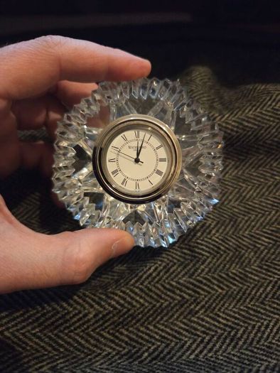 Waterford Crystal Lismore Diamond Shaped Desk Clock - Fully Working