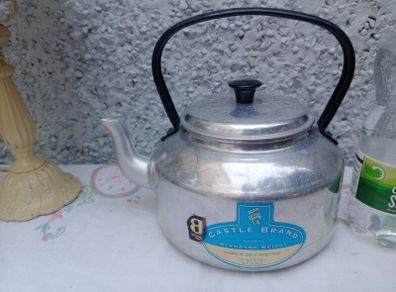 Vintage Irish kettle, Castle Brand kettle, camping kettle, metal kettle