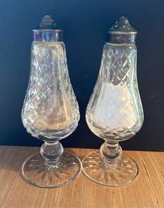 Vintage Waterford Lismore Crystal Footed Salt & Pepper