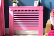Medium Radiator Cover, Modern Slatted Front MDF Cabinet Heater Cover with Scallop Edge Top Shelf Radiator Covers for Living Room Bedroom Hallway, Hot Pink - 102 x 19 x 82cm