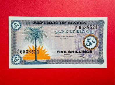 Biafra  5 /shillings  1967 ( Uncirculated ) Pick 1.SCARCE