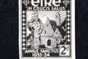 1933 Ireland 2d Holy Year photo essay of unaccepted design for Holy Year stamps with Cross of Cong and Cormac's Chapel