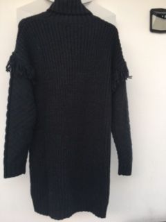 Longline Black Polo Neck Sweater 10/12 (New)