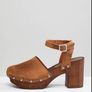 Tan Leather Clogs Image 2