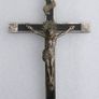 Antique Large Golgotha Crucifix Cross 6.5" Metal Ebony Wood German Skull Bones Image 2