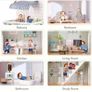 Wooden Dolls House, 2.6 Feet High with Elevator, Doorbell, Light 15 Pieces Furnitures and 3 Dolls, Toys Suitable for Girls Aged 3-7+, Birthday and Christmas Gift Image 8