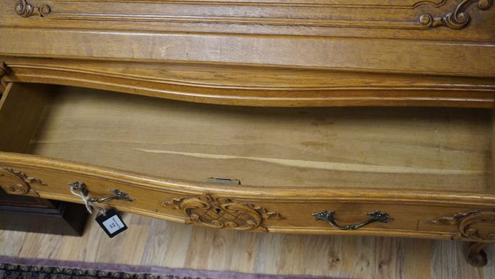 French Oak Bow Front Bureau
