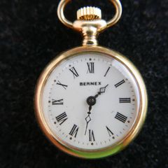 9ct (375, 9K) Yellow Gold Bernex Swiss Made Gold  Ladies Pendant Watch  (works well)