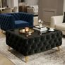 Chesterfield Coffee Table Velvet Rectangle 83x63x45cm with Glass Image 3