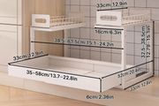 Under Sink Metal Shelf 2 Tier Height Adjustable Kitchen Organizer  White