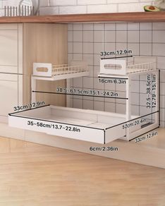 Under Sink Metal Shelf 2 Tier Height Adjustable Kitchen Organizer  White