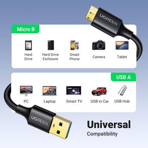 Hard Drive Cable, USB 3.0 Type A to Micro USB B Cable, External Hard Drive Lead Compatible with Western, Seagate Expansion, Toshiba Canvio, Galaxy S5 Note 3, Camera