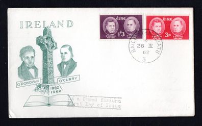1962 Ireland O'Donovan/O'Curry Commemorative Stamps Illustrated First Day Cover (FDC) with Baile Atha Cliath (Dublin) cancel