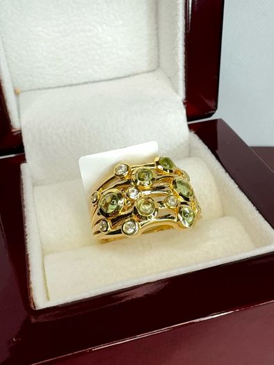 Silver Peridot & White Zircon "Waves of Renewal Ring
