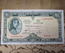 1 Pound Lady Lavery 17/9/70 IRISH NOTE