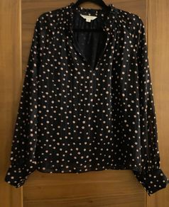 Whistles Pink and Navy Polka Dot Top