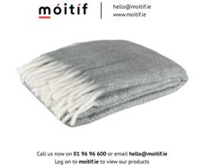 Plaid Wool Throw - Grey/White