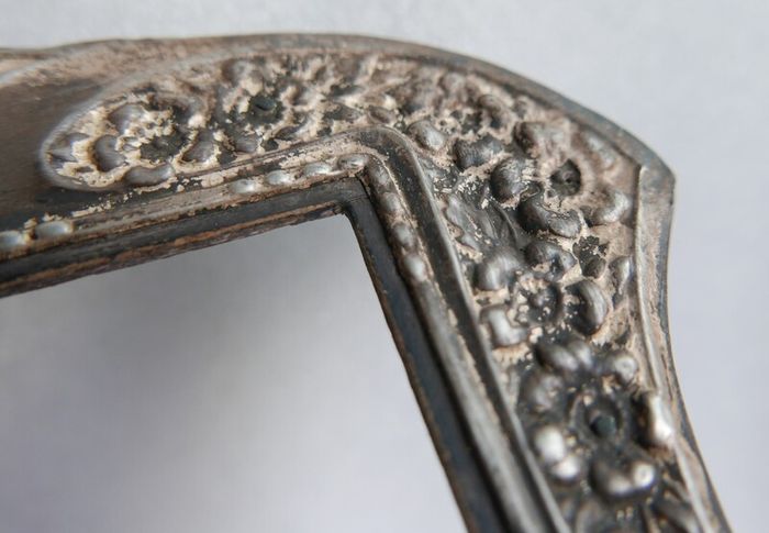 Antique Edwardian Wooden & Sterling Silver Photo Frame Art Nouveau  1800s