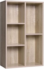 _bookshelf, standing shelf, with 5 compartments, for living room, study, children's room, office, as a room divider, 50 x 24 x 80 cm, oak-colored