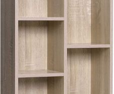 _bookshelf, standing shelf, with 5 compartments, for living room, study, children's room, office, as a room divider, 50 x 24 x 80 cm, oak-colored